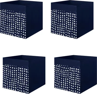 Produktbild von 4x Dröna Ikea Fach dunkelblau/weiß Box für Regal Kallax Aufbewahrung Kiste 33x38x33