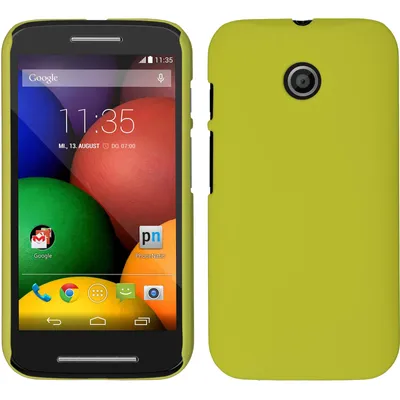 Produktbild von PhoneNatic Case kompatibel mit Motorola Moto E - Hülle gelb gummiert Hard-case + 2 Schutzfolien