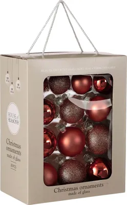 Obrázok produktu pre Sľudové ozdoby Vianočné ozdoby - 26 kusov - Ø7 cm - sklo - tmavočervené