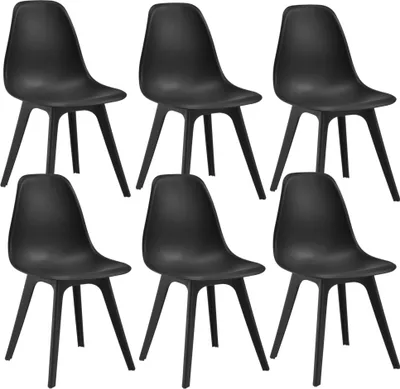 Obrázek produktu pro [cs.casa] 6x Designová židle 83 x 54 x 48cm Černá jídelní židle Židle plastové skandinávský styl s ochranou podlahy