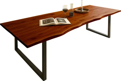 Produktbild von SAM® Esstisch Baumkante massiv Akazie nussbaum 260 x 100 schwarz QUINN