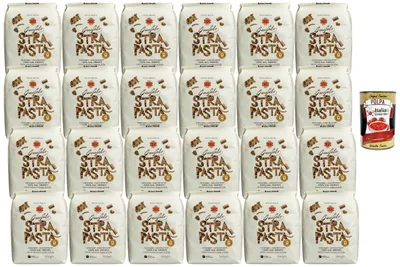 Produktbild von Italian Gourmet Strapasta, Italienische Pasta Mista 24er 24x 500g – Hartweizengrieß Pasta (gemischte Formen), ideal für Suppen & Ofengerichte, al dente in ca. 7 Min + Italian Gourmet Polpa