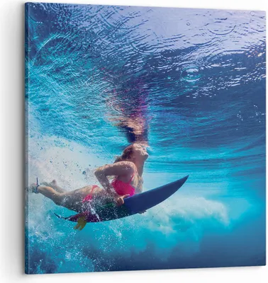 Produktbild von Bild auf Leinwand - Leinwandbild - Einteilig - Surfen Frau Unterwasser - 60x60cm - Wand Bild - Wanddeko - Wandbilder - Leinwanddruck - Bilder - Wanddekoration - Leinwand bilder - AC60x60-4274