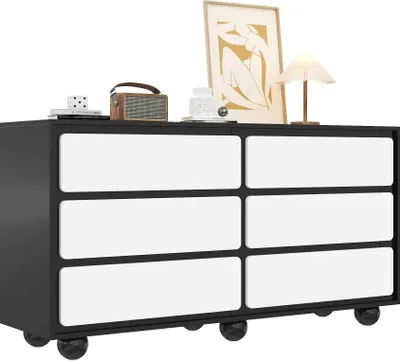 Immagine prodotto di Credenza Sweiko, elegante cassettiera con sei cassetti - toletta dal design moderno, pratica funzione.140×38×74.5cm