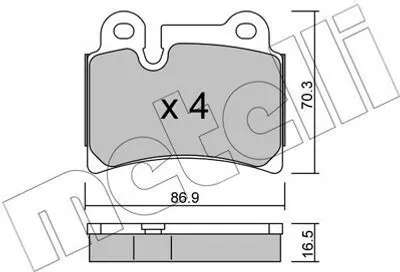 Produktbild von METELLI Bremsbeläge Satz Hinten Bremsklötze für VW Touareg (7LA, 7L6, 7L7) 22-0660-0