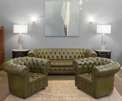 Produktbild von Chesterfield Leder Design Luxus Sofagarnitur Couch Sofa Polster 3+1+1 Sitzer