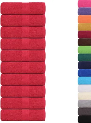 Immagine prodotto di vidaXL Asciugamani per ospiti FROGN, 10 pezzi, rossi, 30x50 cm, 360 g/m²