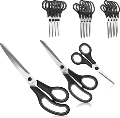 Produktbild von com-four® 12-teiliges Scheren-Set in 3 Größen - Haushaltschere, Küchenschere, Bastelschere aus rostfreiem Edelstahl mit Komfortgriff - scharfe Scheren für Rechts- und Linkshänder