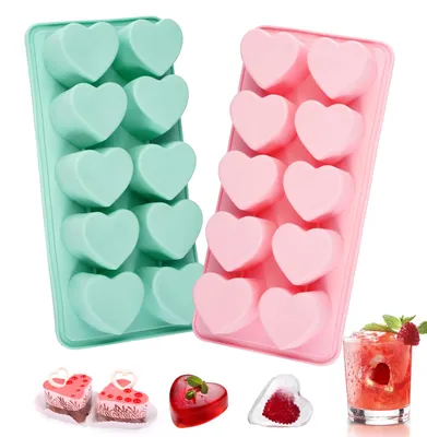 2er Set Silikon Herzform, antihaftbeschichtet, 10 Förmchen