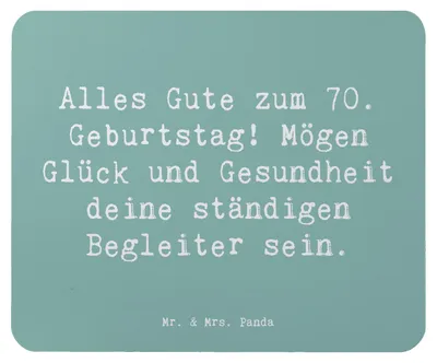 Produktbild von Mr. & Mrs. Panda Mauspad Spruch 70. Geburtstag Glück und Gesundheit - Meeresbrise - Geschenk, Mousepad, computermatte, Erinnerungen, herzlicher Gruß, Mouse Pad, Alter, pc