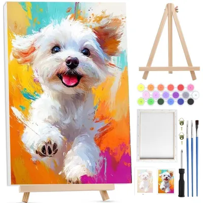 Image de Kit de peinture par numéros pour adultes, avec cadre, motif animal, toile de 20x30 cm