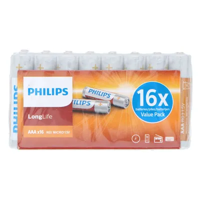Produktbild von Philips Batterien LongLife 16 Stück 1,5V R03 AAA