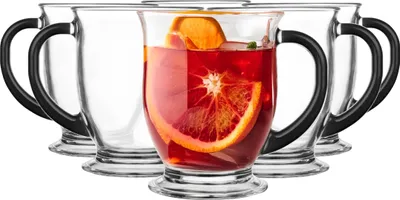 Zdjęcie produktu dla Szklanka z uchem Kubas GLASMARK zestaw 6szt ucho czarne na kubek kawę 400ml