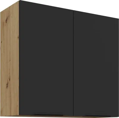 Obrázek produktu pro Horní kuchyňská skříňka LUNARA - šířka 80 cm, černá / dub artisan