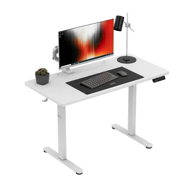 Zdjęcie produktu dla Mark Adler Leader 6.9 White Biurko elektryczne - regulowana wysokość 72-118 cm, ErgoHub Flex, 120×60 cm White, cichy silnik, zarządzanie kablami, zagłówek, zagłówek
