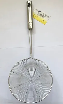 Produktbild von TOP Frittierlöffel Abseihlöffel Schaumlöffel Schöpflöffel Edelstahl 13,5 CM Ø mit kompakten Edelstahlgriff