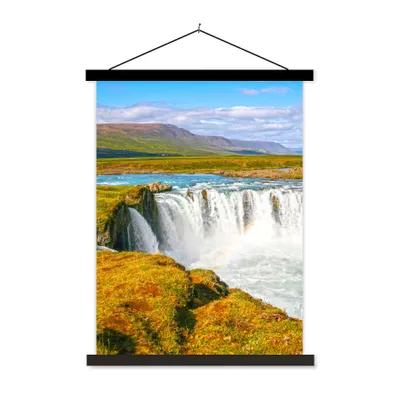 Produktbild von MuchoWow® Textilposter Wasserfall - Wasser - Natur 40x53 cm mit schwarzem Rahmen - Abbildung
