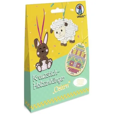 Produktbild von Kreuzstich-Holzanhänger Ostern Bastelset VE=3 Stück