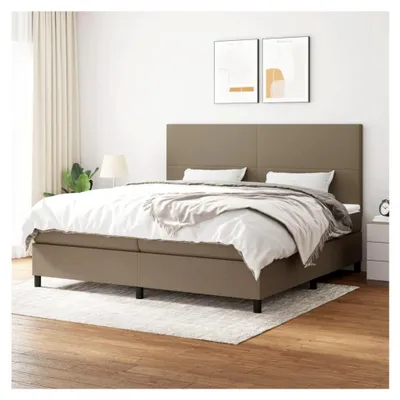 Produktbild von Lattenrost mit Matratze, Taupe, 200 x 200 cm, Stoff, Plattformbett mit Lattenhalter, einfache Montage für Schlafzimmer, Erwachsene