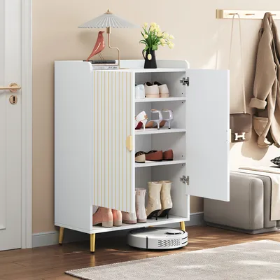 Zdjęcie produktu dla Szafka na buty - Półka na buty - Organizer na buty - Szafka na buty - Komoda - Biały metal