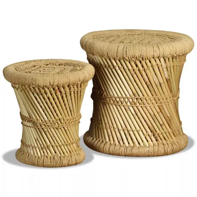 Produktbild von vidaXL Hocker 2 Stk. Bambus und Jute