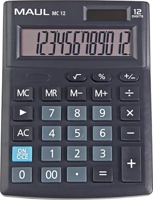 Image de Calculatrice de bureau MAUL MC 12 affichage LCD 1 ligne, 12 chiffres pile solaire 13.7 x 10.3 x 3.1 cm noir