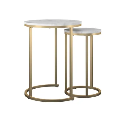 Produktbild von Beistelltische aus MDF weiß marmoriert