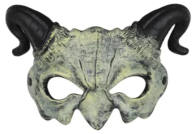 Halbgesichtsmaske, Dämon mit Hörnern, gruselig, für Erwachsene, weiß