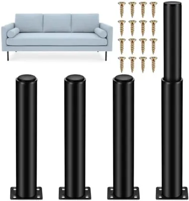 Productafbeelding van PromoHome® 4 verstelbare meubelpoten – metaal, zwart, hoogte 25-42 cm