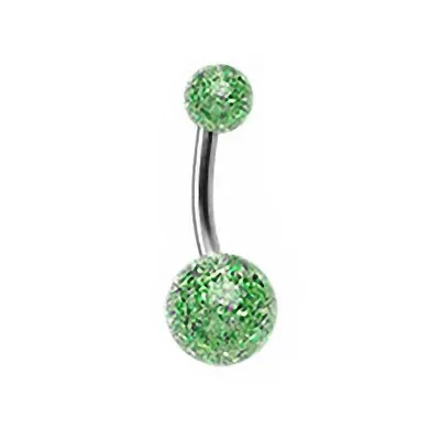 Produktbild von Taffstyle Bauchnabelpiercing Bauchnabelpiercing Stecker Titan UV Ultra Glitter, Grün