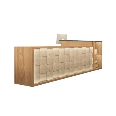 Produktbild von Empfangstheke, Theke, Kaffeetheke, versetzte Ziegeloptik, geeignet für Cafés und Geschäfte 200×60×100cm【DXBT200】