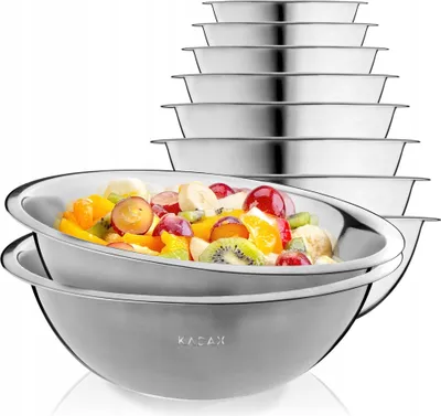 Produktbild von KADAX rund Schüssel aus Edelstahl ”Fjus”, Salatschüssel mit hohem Rand, Küchenschüssel, Silber