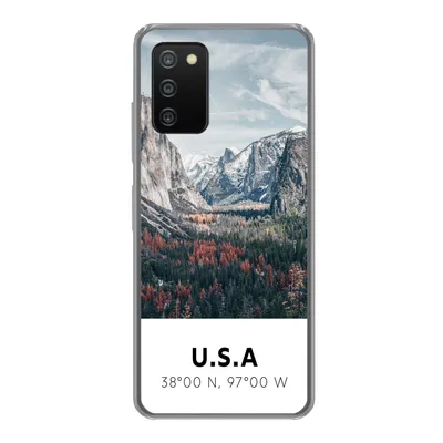 Produktbild von MuchoWow® Handyhülle Schutzhülle Hülle für Samsung Galaxy A03s Yosemite - Amerika - Wyoming - Wald - Berge Silikon Softcase Handy Hülle - Schutz