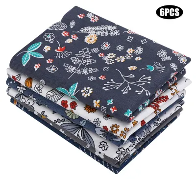 Image de 50 x 40 cm, 6 pièces, motif floral unique, tissu en coton, tissu imprimé, matériel DIY pour projets de bricolage