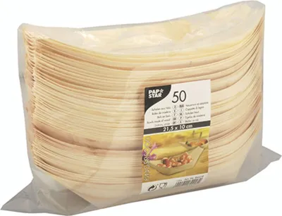 Zdjęcie produktu dla Papstar Fingerfood Schiffchen Holz pure 21,5 x 10 cm 50 Stück