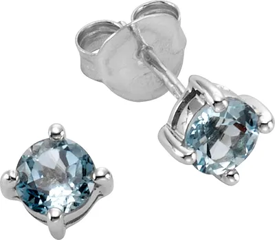 Produktbild von Zeeme Gemstones Ohrringe 925/- Sterling Silber 0,5cm weiß Blautopas beh. hellblau 273220605