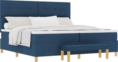 Produktbild von Boxspringbett mit Matratze mit Kopfteil Blau 200 x 200 cm Stoff