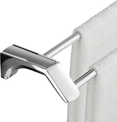 Productafbeelding van Handdoekenrek met dubbele stang 50 cm - roestvrij staal - wandmontage - ideaal voor badkamer of keuken