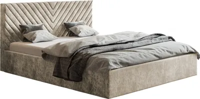 Produktbild von Polsterbett 140x200 cm Loris - Schlafzimmerbett mit Lattenrost, Bettkasten - Samtstoff Beige / Braun