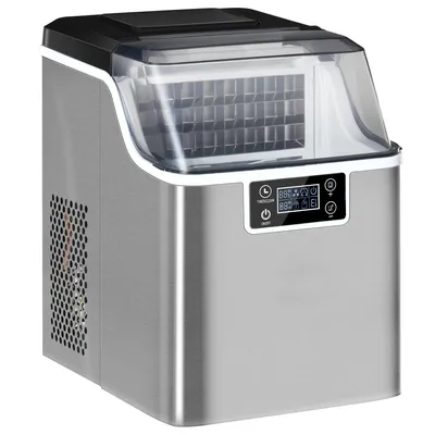 Immagine prodotto di Scatola per cubetti di ghiaccio 24 pezzi con grande serbatoio da 3,2 litri, vaschetta per cubetti di ghiaccio per bevande, bar, feste, argento