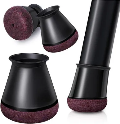 Produktbild von Famanu Stuhlbeinschoner kleine schwarze Silikon-Stuhlbeine mit Filz, Möbelbeinschutz, rutschfest, geräuschlos (schwarz S)