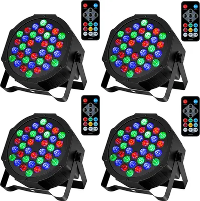 Produktbild von 4er LED Par Strahler 36 LED Bühnenlicht Partylicht RGB DMX512 mit Fernbedienung,Discolicht Scheinwerfer Beleuchtung Moving Head für DJ Party Show Bar