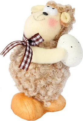 Obrázok produktu pre Veľkonočný baránok s vajíčkom - dekoratívna figúrka 10 cm, farba hnedá
