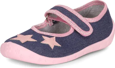 Produktbild von Ladeheid Kinder Mädchen Hausschuhe LARW007 (Jeans Rosa Sterne, 29)