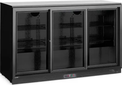 Immagine prodotto di Frigorifero da bar con tre porte scorrevoli, Arctic, 308L, nero, 220-240V/160W, 1350x520x(H)865mm