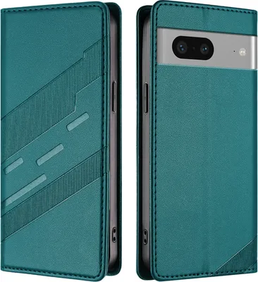 Produktbild von Hülle für Google Pixel 7, Kunstleder Brieftaschen Handyhülle mit Kartenfach und Standfunktion Grün