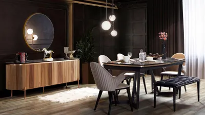 Produktbild von Esszimmer Set Besteht aus Esstisch 4x Stühle und Anrichte 7tlg