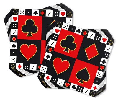 Casino-Servietten 20 Stück 33x33 cm Kartenspiel-Motiv
