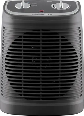 A front view of a gray Rowenta compact heater.