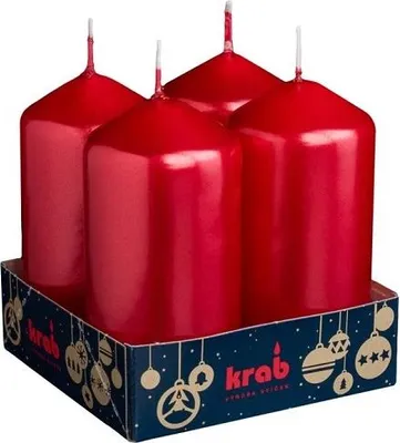 Obrázek produktu pro Krab - svíčka válcová 40 × 80 mm, lakovaná, červená - 4 ks